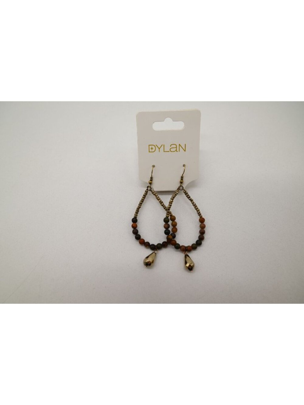 NWT Dylan Jewelry Giada Unakite Weathered Brass Tone Dangle Beaded Earrings